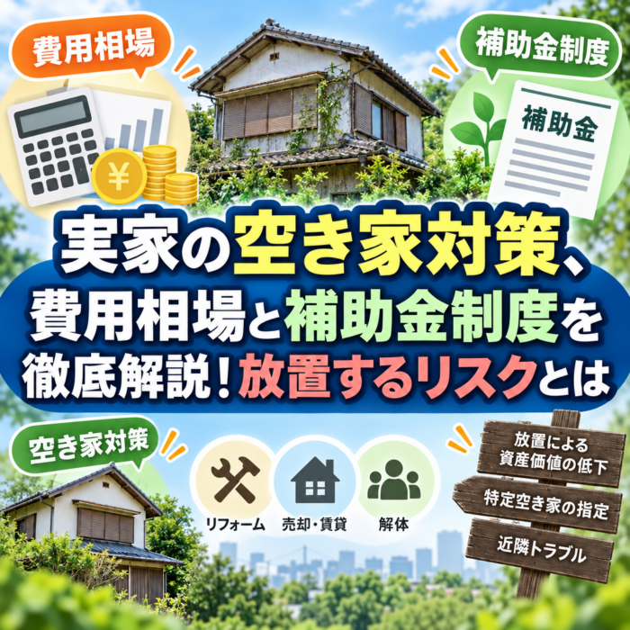 実家の空き家対策、費用相場と補助金制度を徹底解説！放置するリスクとは